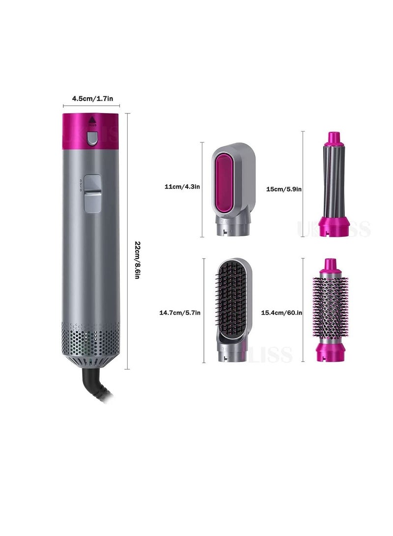 5 In 1 Hair Curler Rotating Hair Dryer Hair Straightener Comb Curling Brush 5 interchangeable barrels, 3 adjustable modes, 30S heating, smoothing iron styling tools - Image 5