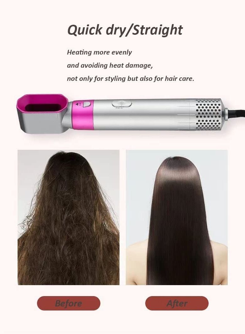 5 In 1 Hair Curler Rotating Hair Dryer Hair Straightener Comb Curling Brush 5 interchangeable barrels, 3 adjustable modes, 30S heating, smoothing iron styling tools - Image 4