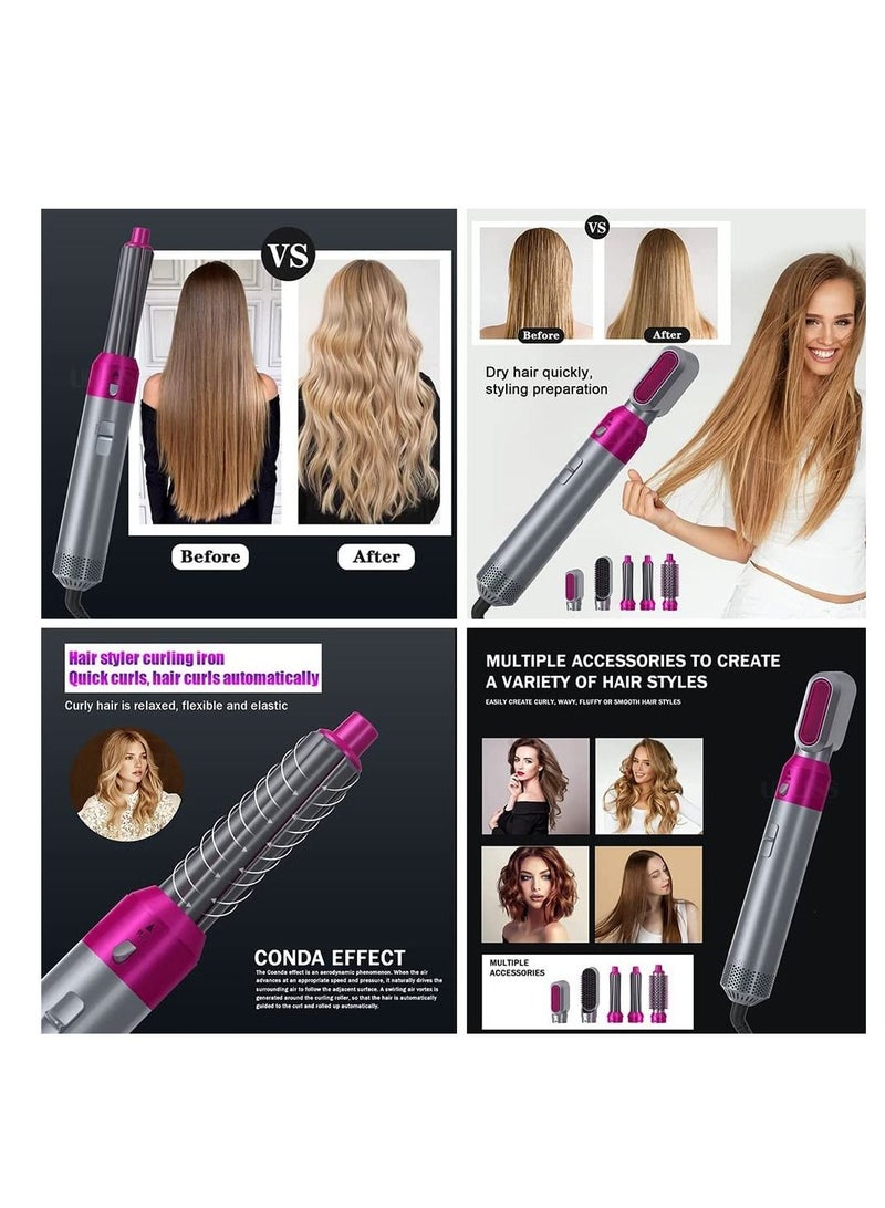 5 In 1 Hair Curler Rotating Hair Dryer Hair Straightener Comb Curling Brush 5 interchangeable barrels, 3 adjustable modes, 30S heating, smoothing iron styling tools - Image 2