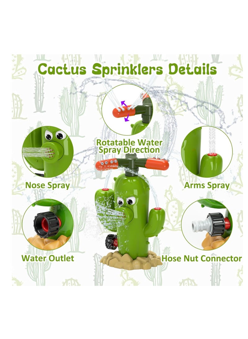 Cactus Water Sprinkler for Kids, Toddler Play Water Hose Sprinklers with 360°Rotating Splash, Outdoor Activities Fun Water Sprayer Game, Garden Backyard Lawn Summer Water Toy Boys Girls 3-8  - Image 4