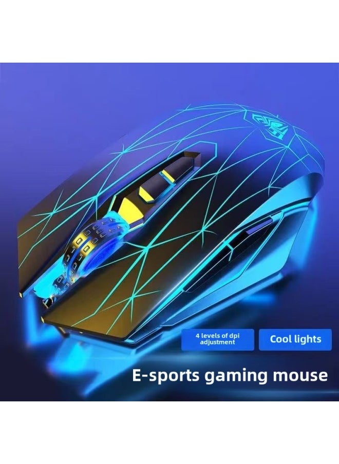 Generic - AULA/Tarantula S50 Mechanical Mouse Wired Luminous Macro Computer Electronic Competition Game Electronic Helper Office Home-Color:Black - Image 1