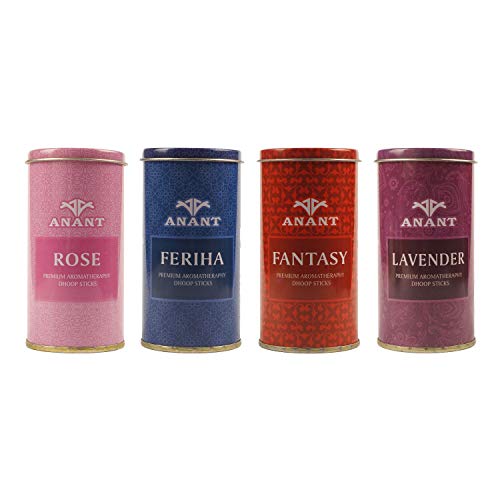 Anant Aromatic Rose, Lavender, Fantasy, Feriha Incense Dhoop Sticks Combo with Holder - Pack of 4 (35 Stick Each) - Image 1