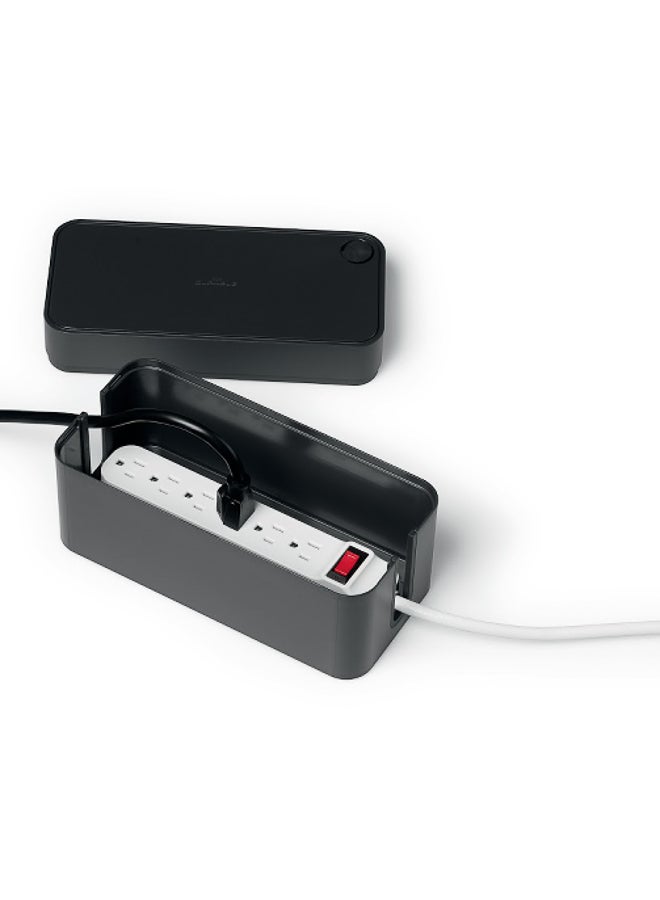 Durable Cable Management Box — Safe, Ventilated Organizer For Home & Office | Holds 3-Socket Power Strip, Rubberised Outlet Slots, Round Lid Opening For Charging, Large Rubber Feet, Flame-Retardant Plastic, Made In Germany - Image 3