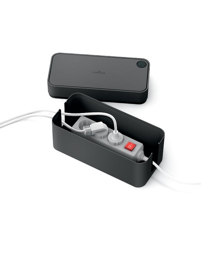 Durable Cable Management Box — Safe, Ventilated Organizer For Home & Office | Holds 3-Socket Power Strip, Rubberised Outlet Slots, Round Lid Opening For Charging, Large Rubber Feet, Flame-Retardant Plastic, Made In Germany - Image 2