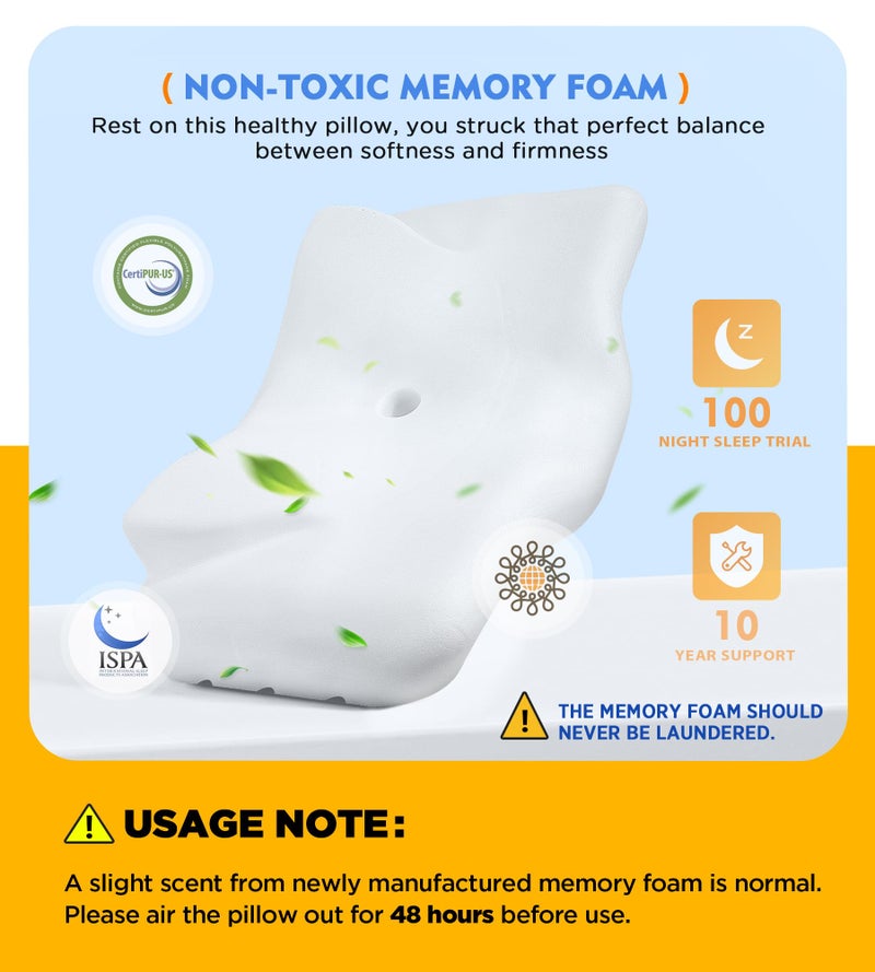 Osteo Cervical Pillow for Neck Pain Relief, Hollow Design Odorless Memory Foam Pillows with Cooling Case, Adjustable Orthopedic Bed Pillow for Sleeping, Support for Side Back Sleepers - Image 5