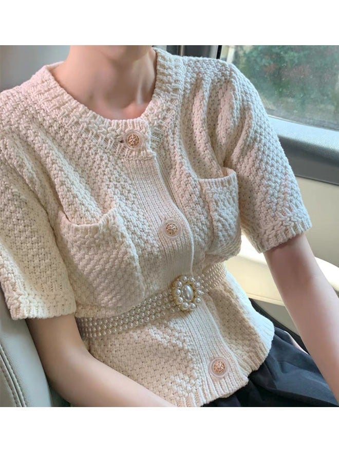 Loquat Pearl Waist Chain Chunky Belly Chain Link Chain Body Chain Accessories Pearl Jewelry for Women and Girls，Decorative Rhinestone Elastic Beaded Elastic Waist Chain - Image 5