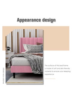 Wooden Twist Wooden Twist Modern Rectangular Upholstery Bed with Soft Wingback (Queen)  - Image 3