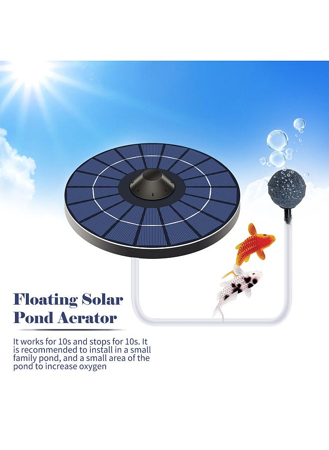 Generic - Solar Pond Aerator Oxygen Pump With Air Hose and Bubble Stone Floating Water Pond Aerator Fish Tank Oxygenator for Birdbath Fountain Small Pond Water Circulation - Image 1