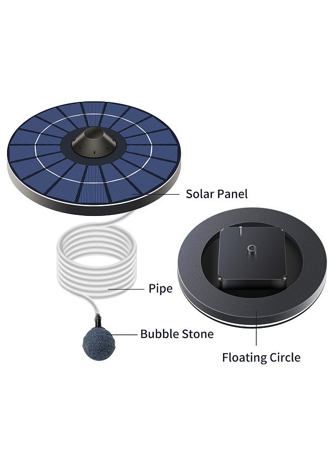 Generic - Solar Pond Aerator Oxygen Pump With Air Hose and Bubble Stone Floating Water Pond Aerator Fish Tank Oxygenator for Birdbath Fountain Small Pond Water Circulation - Image 1
