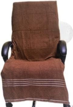DRYHUG Cotton Office Chair Towel, 500 GSM, Brown, with Tie Knot - Image 1