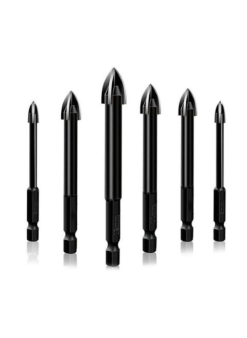 6 PCS Universal Drill Bit Set Carbide Drill Bit Multifunctional Drill Bits  Glass Ceramic Full Ceramic Tile Wall Wood Hole Punch Drill Bits Set