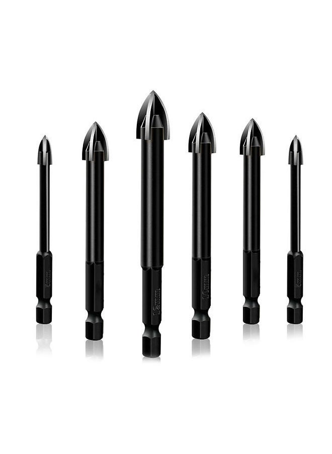 Generic - 6 PCS Universal Drill Bit Set Carbide Drill Bit Multifunctional Drill Bits  Glass Ceramic Full Ceramic Tile Wall Wood Hole Punch Drill Bits Set - Image 1
