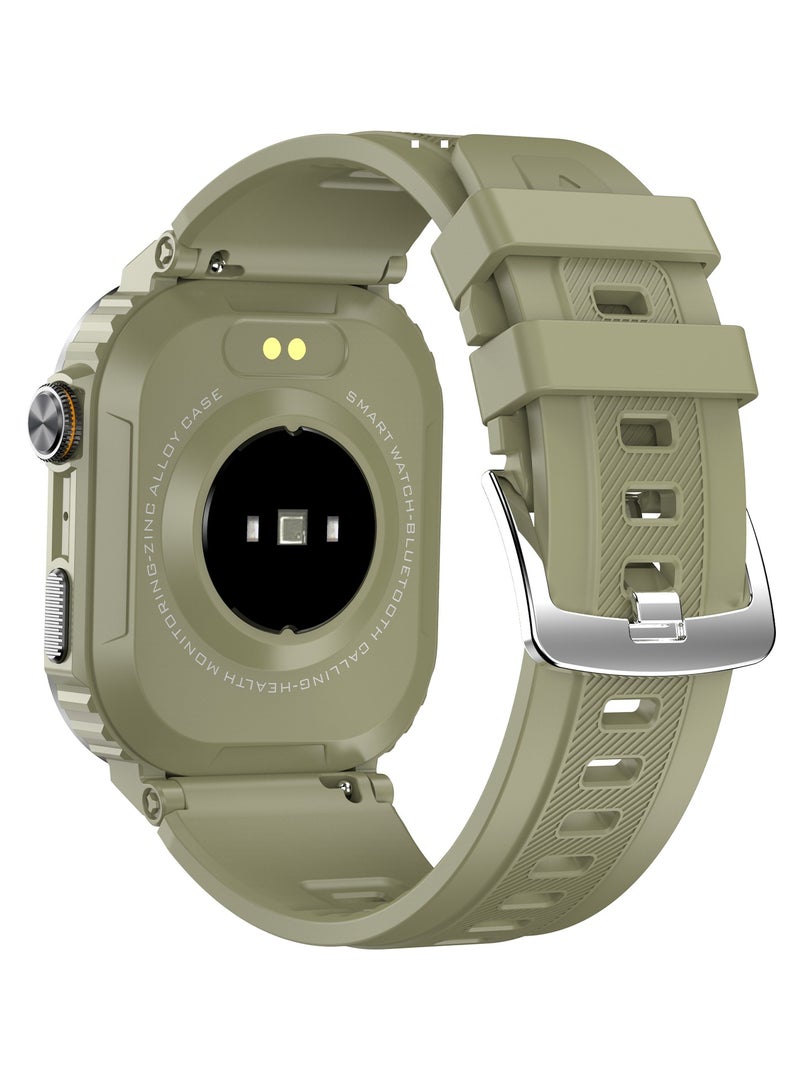 LIGE 2025 Newest Men's 400mAh Big Battery 2.01'' Large Full Touch Screen Sports Smart Watches IP68 Waterproof Support Arabic Silicone Green - Image 2