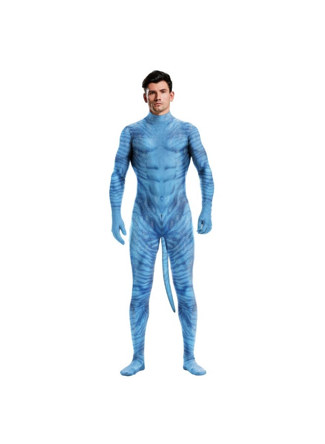 NIBEMINENT Halloween costumes: Avatar tight-fitting suit, The Way of Water cosplay one-piece suit, role-playing suit - Image 1