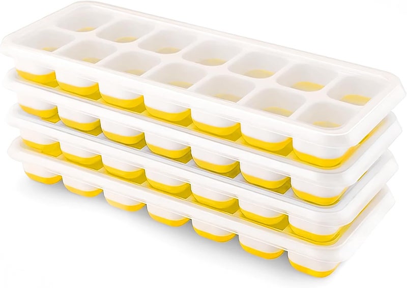 Airabc Ice Cube Trays 4 Pack, Silicone Ice Cube Trays with Removable Lid, Easy-Release Flexible 14-cube Ice Trays, LFGB Certified and BPA Free, Stackable Ice Trays with Covers for Cocktail, Freezer - Image 1