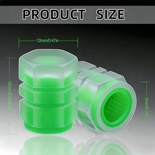MUMUMAB 20 Pcs Glow in The Dark Tire Valve Caps Fluorescent Tire Valve Stem Caps, Cool Car Present for Universal Decoration Accessories for Car SUV Bicycle Motorcycles Trucks (Green) - Image 2