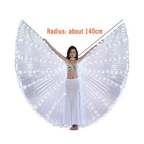 Saycker Halloween Belly Dance LED Angel Wings,Bar Belly Dance Light Up Stage Wear 360 Degrees Performance Props LED Wing for Women(White) - Image 2