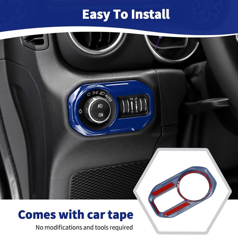 RT-TCZ for Jeep JL Headlight Switch Button Trim Cover Blue for Jeep Wrangler JL JLU 2018 up for Gladiator JT 2020 up Blue Interior Accessories - Image 5