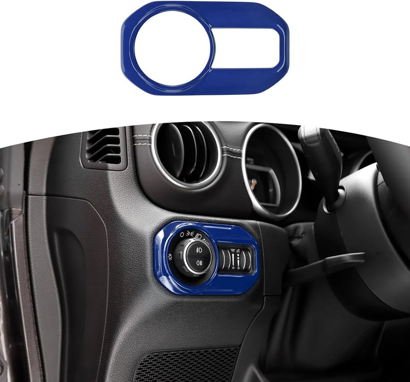 RT-TCZ for Jeep JL Headlight Switch Button Trim Cover Blue for Jeep Wrangler JL JLU 2018 up for Gladiator JT 2020 up Blue Interior Accessories - Image 1