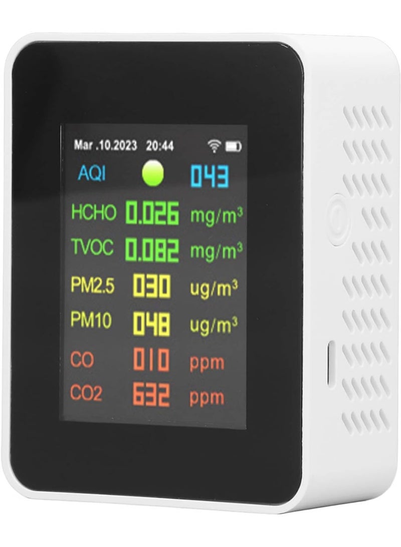 جهاز قياس جودة الهواء الداخلي 9 في 1، جهاز اختبار واي فاي 2000mAh مع شاشة LCD ملونة، لـ PM2.5، PM10، HCHO، الملوثات العضوية، ثاني اكسيد الكربون، ثاني اكسيد الكربون - Image 1