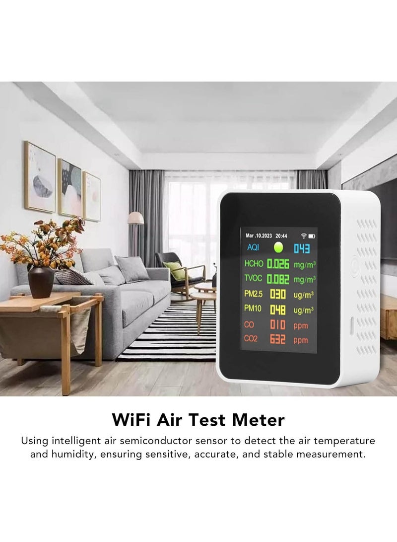 جهاز قياس جودة الهواء الداخلي 9 في 1، جهاز اختبار واي فاي 2000mAh مع شاشة LCD ملونة، لـ PM2.5، PM10، HCHO، الملوثات العضوية، ثاني اكسيد الكربون، ثاني اكسيد الكربون - Image 3