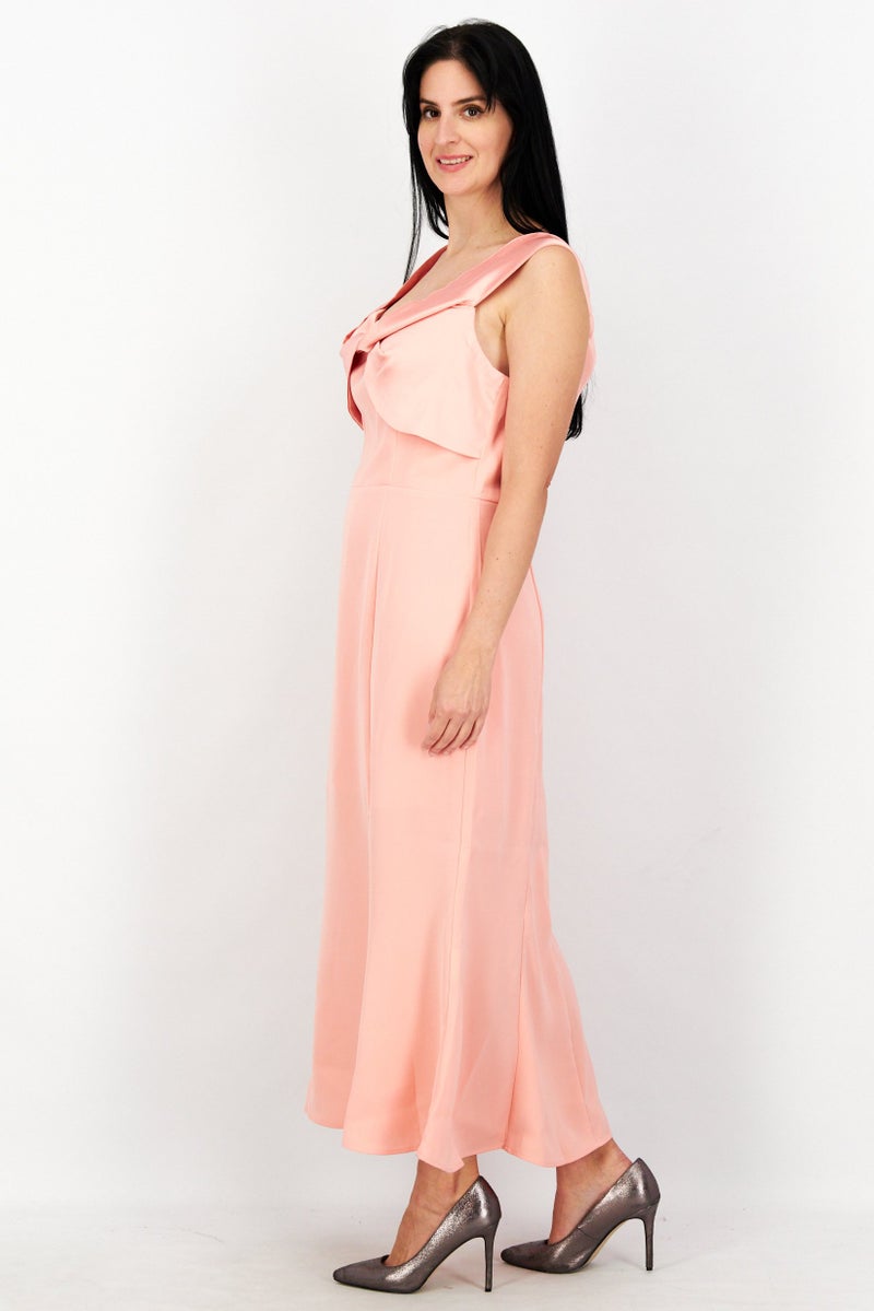 Yaura Women Plus Size Off The Shoulder Midi Dress, Blush - Image 3