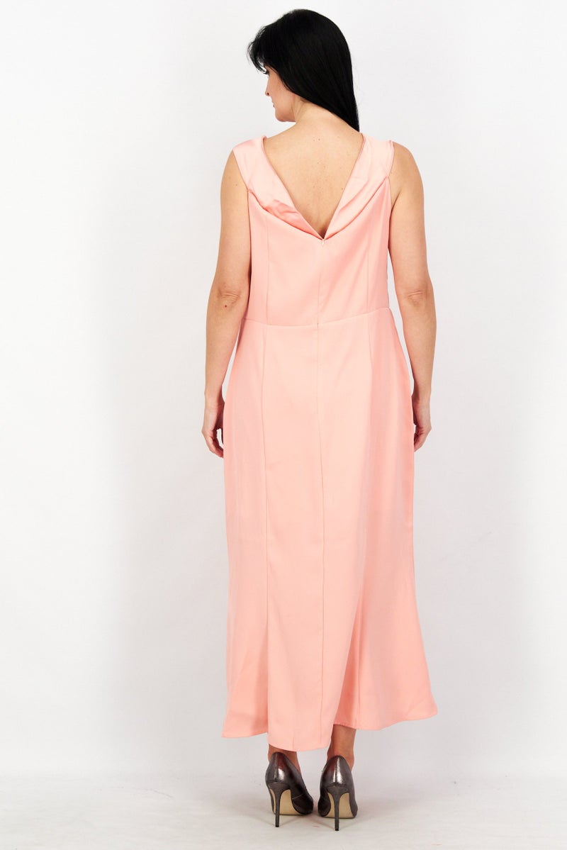 Yaura Women Plus Size Off The Shoulder Midi Dress, Blush - Image 3