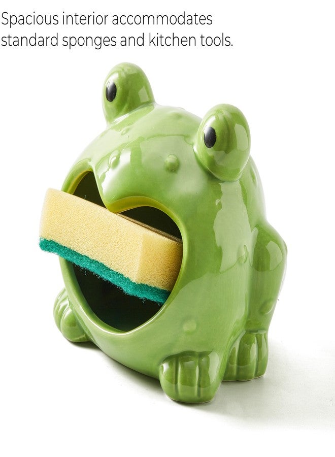 FAQQI Ceramic Frog Sponge Holder for Kitchen Sink - Cute Sponge Holder and Novelty Kitchen Gadgets - Unique 5.8-Inch Items and Accessories for Fun and Practical Organization - Image 4