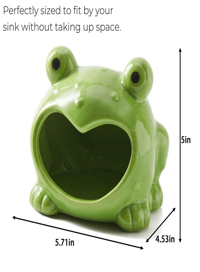 FAQQI Ceramic Frog Sponge Holder for Kitchen Sink - Cute Sponge Holder and Novelty Kitchen Gadgets - Unique 5.8-Inch Items and Accessories for Fun and Practical Organization - Image 2