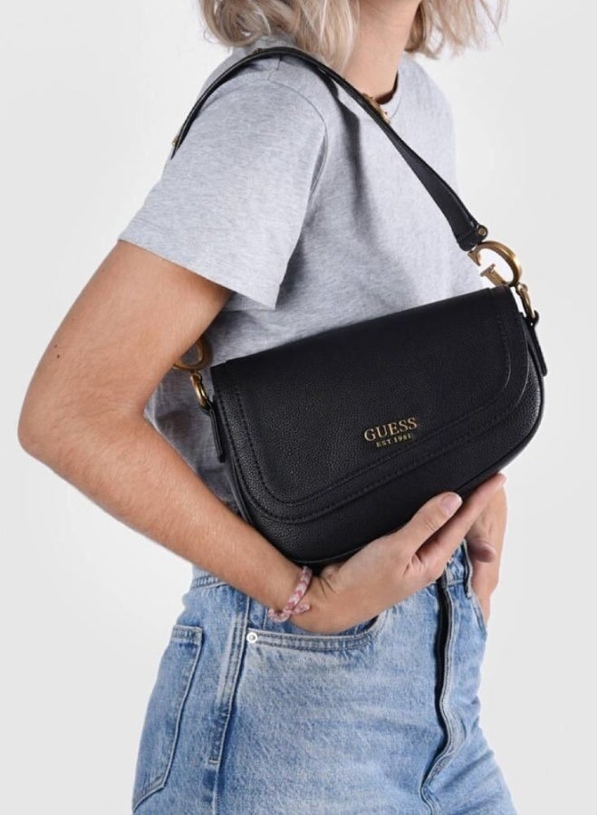 GUESS 2023 Fashion Sestri Logo Saddle Bag Armpit Bag Ladies Shoulder Bag Black  - Image 3