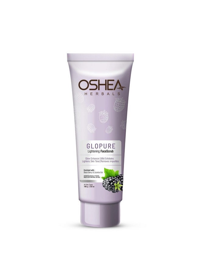 OSHEA Herbals Glopure Lightening Face Scrub For All Skin Types | Glow, Exfoliation & Remove Impurities | Enriched With Blackberry & Licorice Extracts - 100G - Image 1