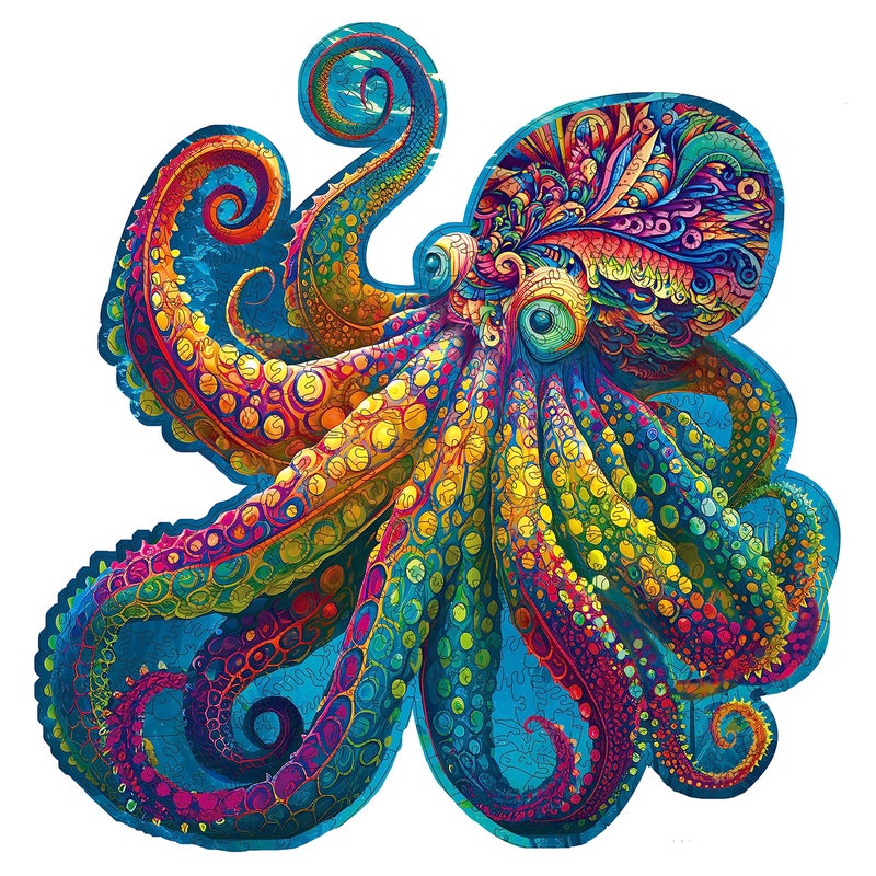 Mys Aurora Unique Wooden Jigsaw Puzzles  Agate Octopus 300 Pcs Medium Size 126 x 122 Luxurious Animal Shaped Wood Puzzle Beautiful Package Best Gift for Adults - Image 2