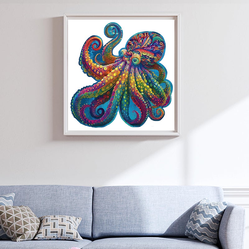 Mys Aurora Unique Wooden Jigsaw Puzzles  Agate Octopus 300 Pcs Medium Size 126 x 122 Luxurious Animal Shaped Wood Puzzle Beautiful Package Best Gift for Adults - Image 3