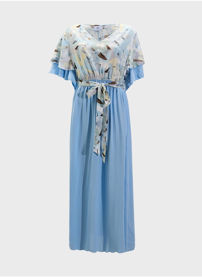 Ella Plus Printed Dress With Pleats  - Image 1