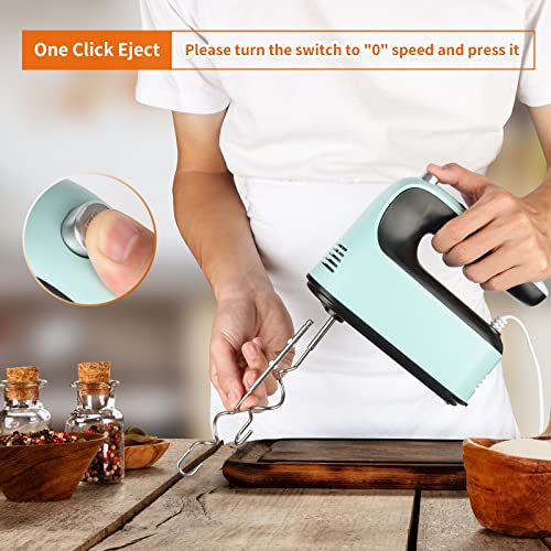Yomelo 9-Speed Digital Hand Mixer Electric, 400W Powerful DC Motor, Baking Mixer Handheld with Snap-On Storage Case, Touch Button, Turbo Boost, Dough Hooks, Whisk (Ice Blue) - Image 5