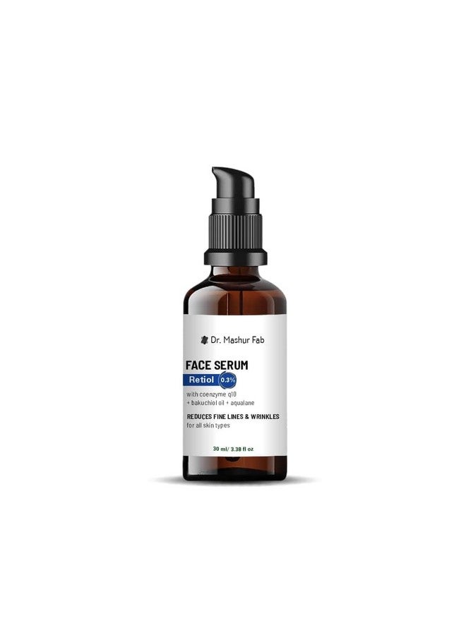 MASHUR FAB Retiol Face Serum, 0.3% with Coenzyme Q10, Anti-Aging for All Skin Types, 30 ml - Image 1