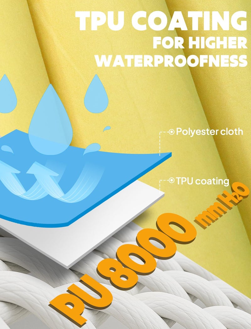 ANYOO Women's Waterproof Raincoat Lightweight Rain Jacket Hooded Long Rain Coat with Pockets for Adults Outdoor Activities(Yellow) One Size - Image 3