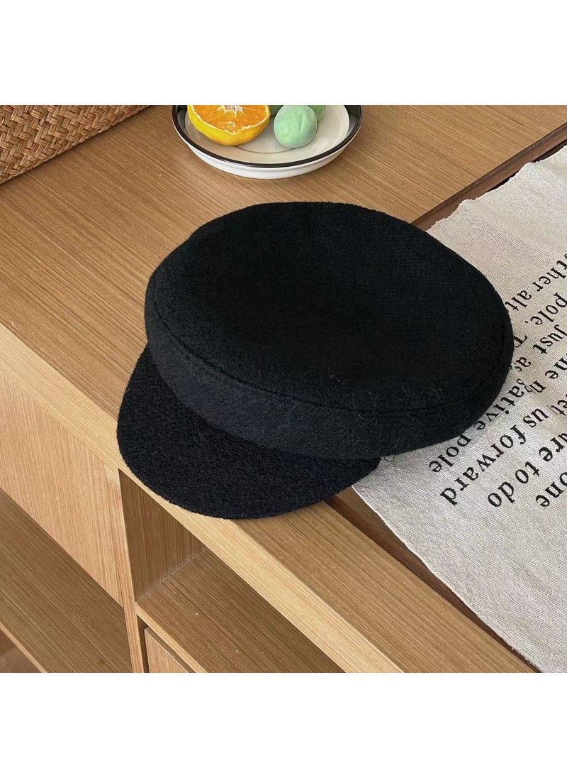 Generic - Womens Vintage British Style CoffeeWoolen Hats Breathable Solid Color Flat Top Painters Hat Child Duck Tongue Beret Coffee - Image 1