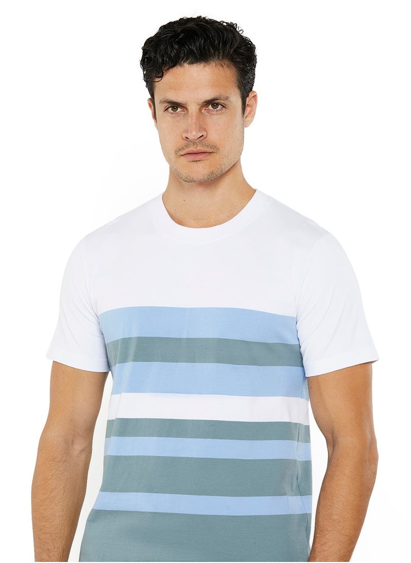 NAUTICA - Contrast Striped Regular Fit Premium Cotton Crew Neck T-shirt - Image 1