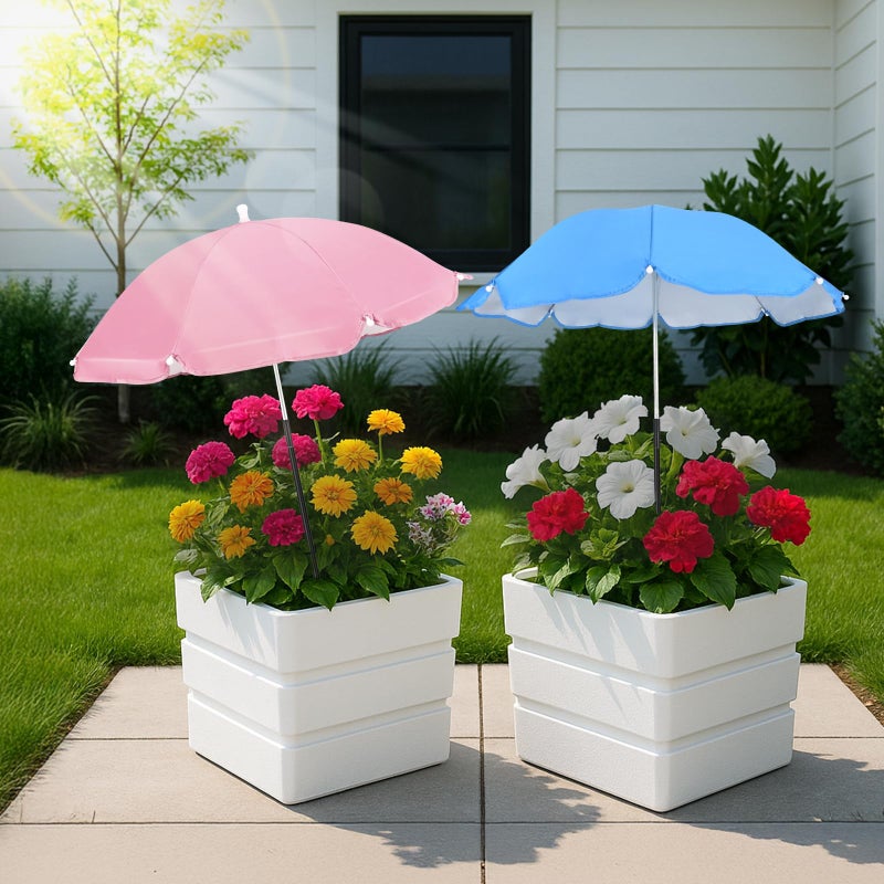 JOLVKA JOLVAK 2 Pack Plant Umbrellas for Outdoor Plants, 23.6"Large, 40.6" High Upgraded Garden Umbrella Shade Covers for Plants, Potted Plant, Garden Beds(Pink & Blue) - Image 1