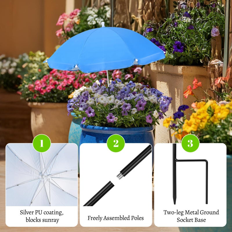 JOLVKA JOLVAK 2 Pack Plant Umbrellas for Outdoor Plants, 23.6"Large, 40.6" High Upgraded Garden Umbrella Shade Covers for Plants, Potted Plant, Garden Beds(Pink & Blue) - Image 2