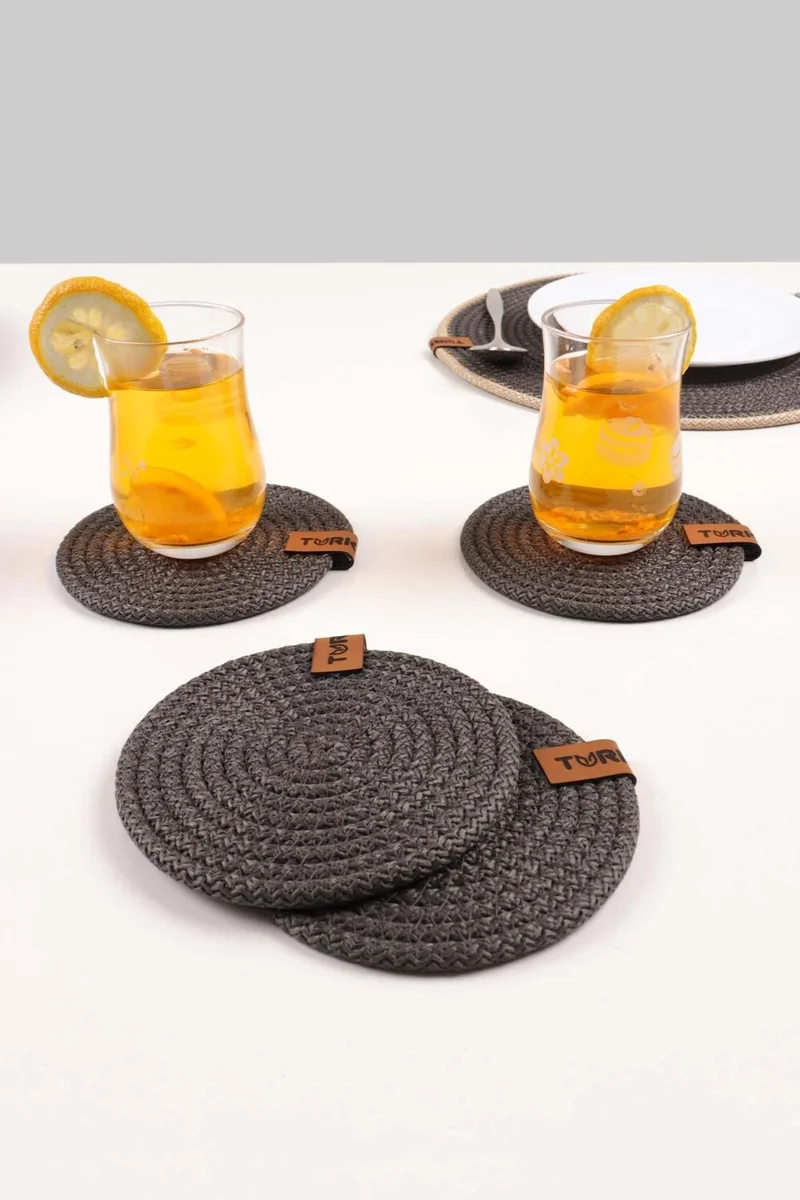 Pikas Decorative Snail Jute Woven Coasters, 6 Piece Coasters