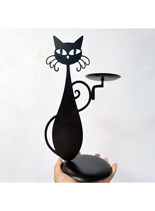 erorex Black Cat Candle Holder For Pillar Candles Led Flameless Candles Retro Rustic Farmhouse Metal Decor Ideal For Centerpieces Dining Tables And Housewarming Gifts - Image 5