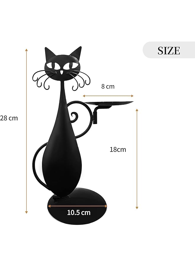 erorex Black Cat Candle Holder For Pillar Candles Led Flameless Candles Retro Rustic Farmhouse Metal Decor Ideal For Centerpieces Dining Tables And Housewarming Gifts - Image 4