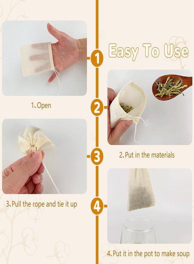 YOLCAR 10Pcs Spice Bags for Cooking, Beige 4.25in×3.15in Cotton Soakable & Boilable, Strainer/Herbs & Act as Reusable Tea Bags, Fit for Cooking & Tea Brewing - Image 4
