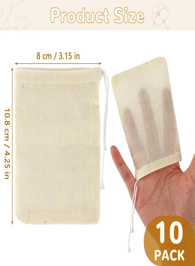 YOLCAR 10Pcs Spice Bags for Cooking, Beige 4.25in×3.15in Cotton Soakable & Boilable, Strainer/Herbs & Act as Reusable Tea Bags, Fit for Cooking & Tea Brewing - Image 3