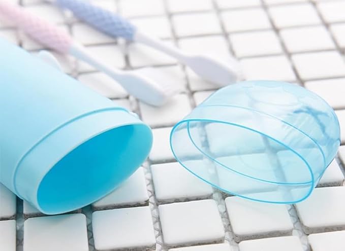 CLICKSWIFT حافظة فرشاة الأسنان ومعجون الأسنان المحمولة من كليك سويفت للاستخدام اليومي والسفر، صندوق فرشاة الأسنان مضاد للبكتيريا بشكل بيضاوي للتخييم 2 قطع (متعدد الألوان) - Image 2