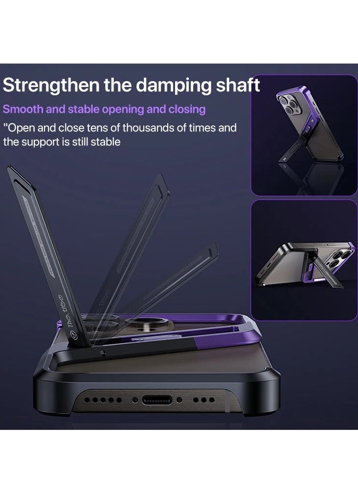 Generic - Case For iPhone 16 Pro Max S-shaped Stand Frameless Metal Phone Case Desert Titanium - Image 1