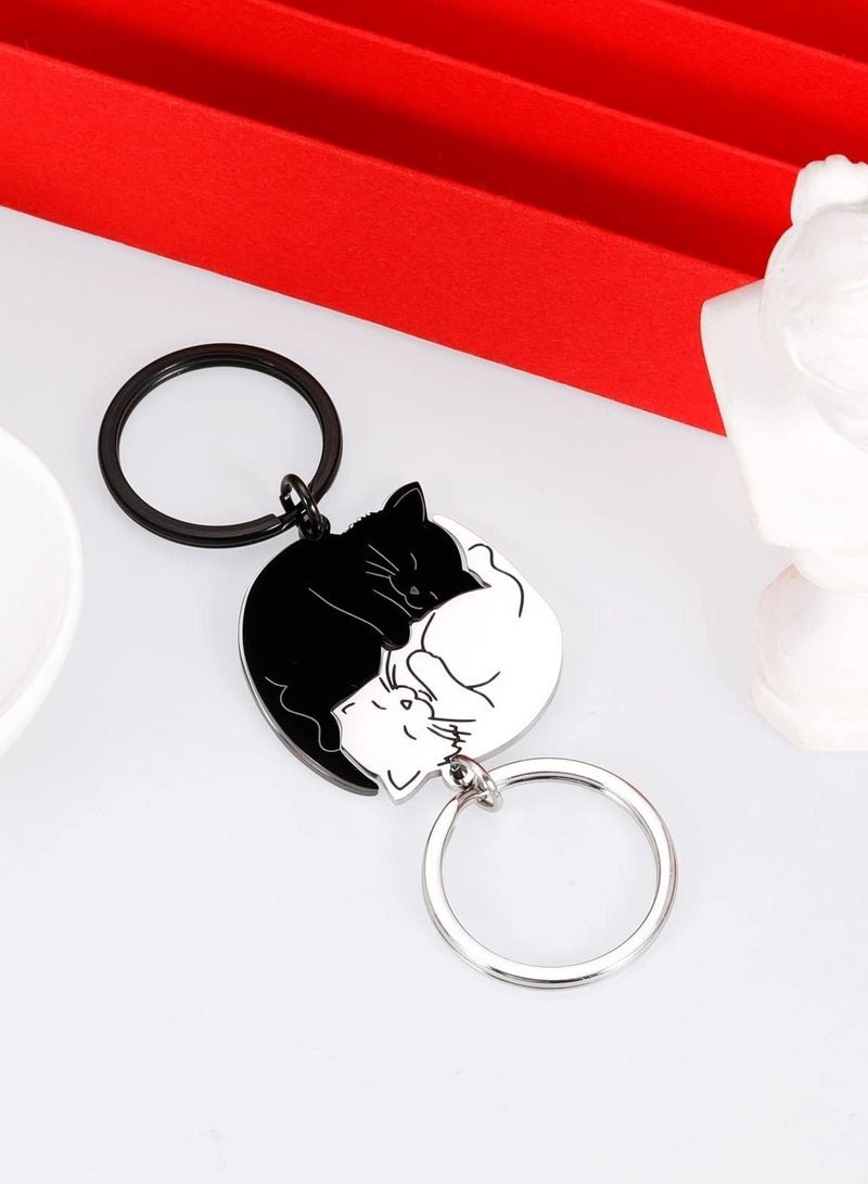 Cute Cat Couple Keychain Set - Valentine's Day Gift for Him, Her, Girlfriend, Boyfriend, Best Friend, Husband, Wife, Fiancée. Matching Cat Lover's Keychains for Birthday, Anniversary, New Year - Image 5