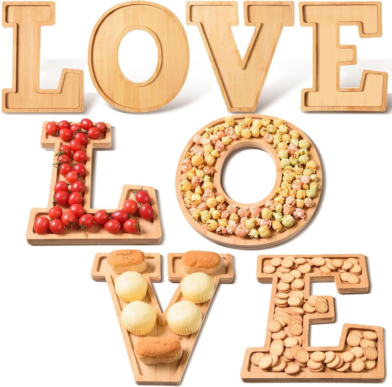 AWIZOM ألواح تشاركوتيري خشبية 4 قطع على شكل كلمة LOVE - Image 1